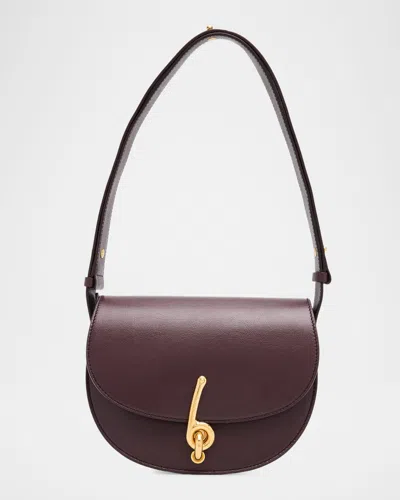 Burberry Bridle Small Leather Saddle Shoulder Bag In Burgundy