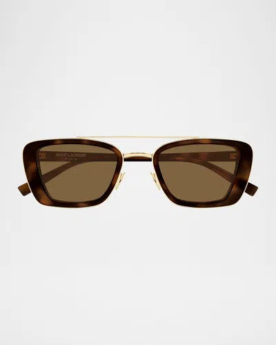 Saint Laurent 50mm Rectangular Sunglasses In Green