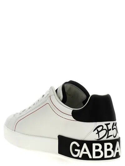 Dolce & Gabbana White Calf Leather Sneaker In Multi