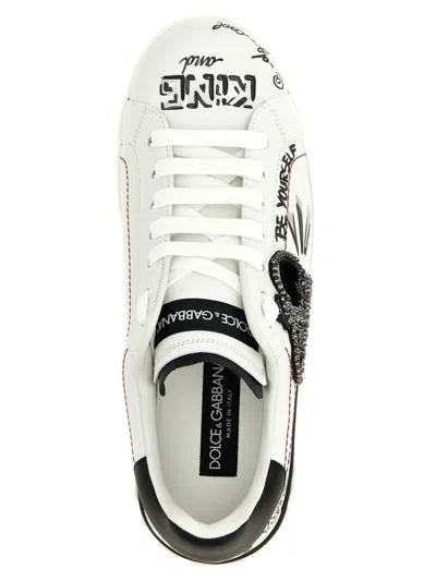 Dolce & Gabbana White Calf Leather Sneaker In Multi