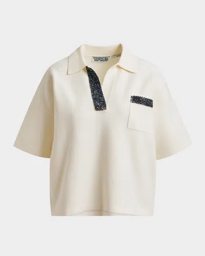Essentiel Antwerp International Embellished Knit Top In White