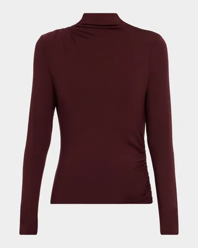 Veronica Beard Mylie Mock-neck Top In Burgundy