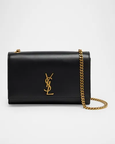 Saint Laurent Kate Small Ysl Shoulder Bag In Leather In Black