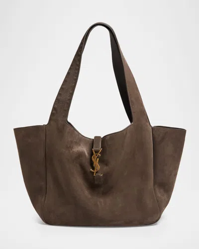 Saint Laurent Bea Ysl Cabas Tote Bag In Suede In Brown