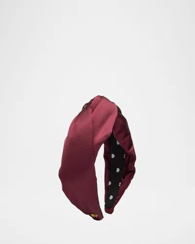 Lele Sadoughi Greta Knotted Satin Headband In Burgundy