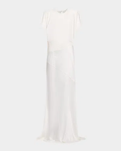 Zhivago Bond Draped Stretch Satin Mermaid Gown In White