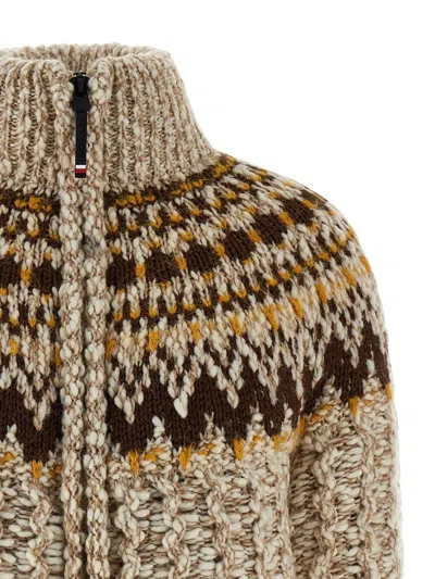 Moncler Girose Down-paneled Wool-blend Zip-up Cardigan In Brown