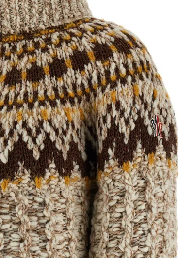 Moncler Girose Down-paneled Wool-blend Zip-up Cardigan In Brown