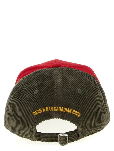 Dsquared2 Patch-detail Corduroy Baseball Cap In Red