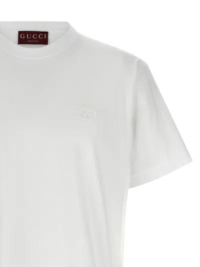 Gucci T-shirt Aus Baumwolljersey Mit Stickerei In White