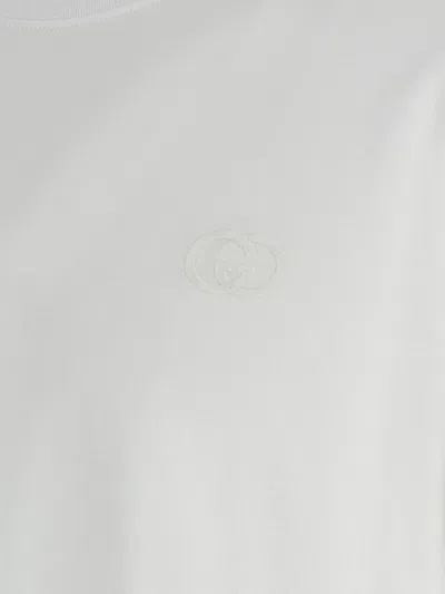 Gucci T-shirt Aus Baumwolljersey Mit Stickerei In White