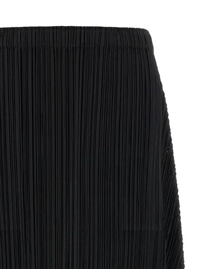 Issey Miyake October Midi Skirt Elastic Waistband In Black