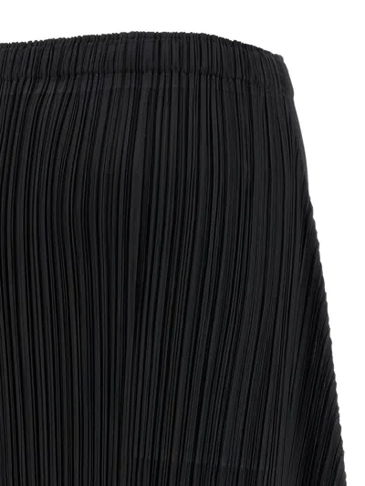 Issey Miyake October Midi Skirt Elastic Waistband In Black