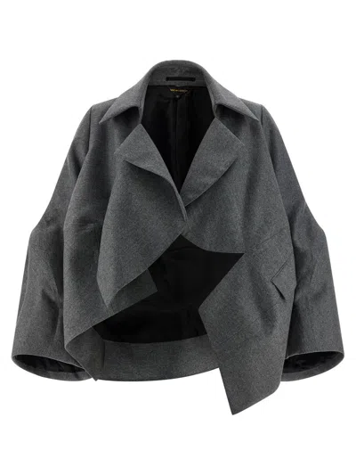 Comme Des Garçons Deconstructed Blazer In Gray