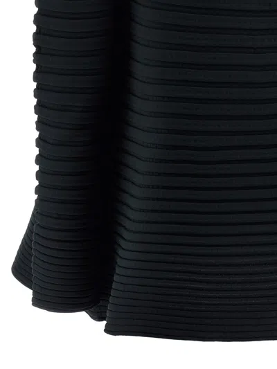 Issey Miyake Long Sleeve High Neck Flared Hem Top In Blue