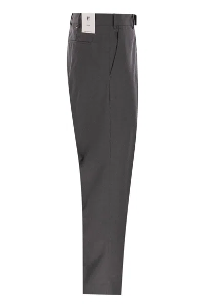 Pt Torino Rebel Flat Front Pants In Gray