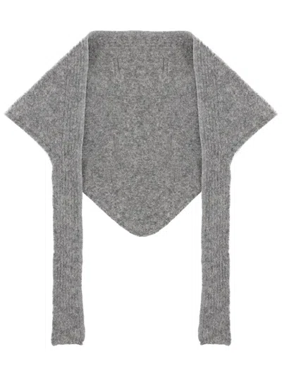 Jacquemus Women Grosgrain Logo Shawl In Gray