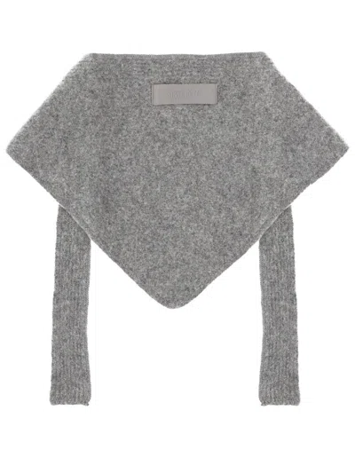 Jacquemus Women Grosgrain Logo Shawl In Gray