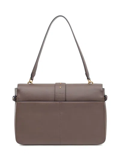 Pinko Maxi Love Bag Slouchy Shoulder Bag In Leather In Brown