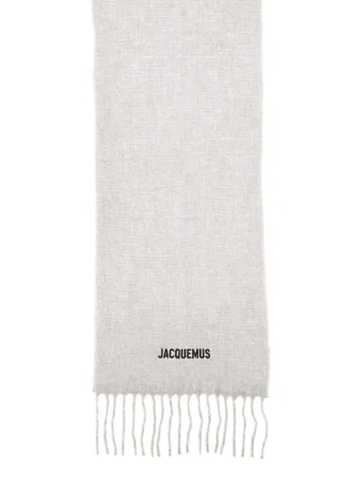 Jacquemus Gradient Scarf Fringed Edges In Gray