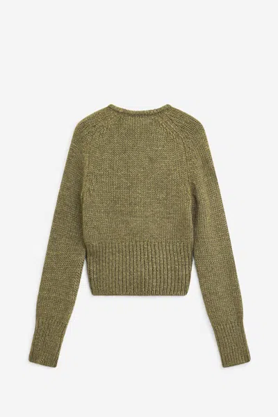 Our Legacy Cropped Brown Knitted Sweater In Green