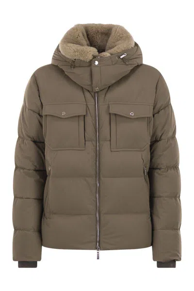 Moorer Cappuccino Nylon Blend Alarick Down Jacket In Brown