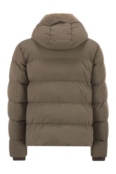 Moorer Cappuccino Nylon Blend Alarick Down Jacket In Brown