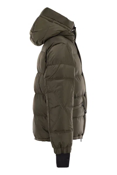 Moncler Grenoble Short Down Jacket With Hood In Green