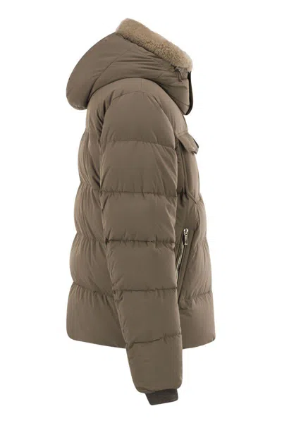 Moorer Cappuccino Nylon Blend Alarick Down Jacket In Brown
