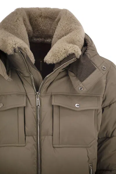 Moorer Cappuccino Nylon Blend Alarick Down Jacket In Brown