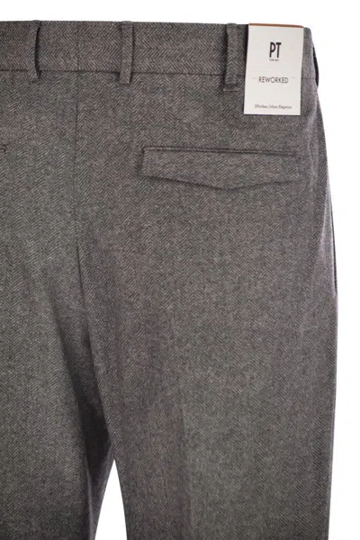 Pt Torino Michael Tailored Wool Trousers In Gray