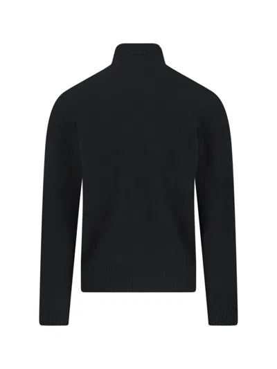 Drumohr Long Sleeve Turtleneck Fine Knit Sweater In Black