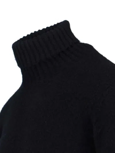Drumohr Long Sleeve Turtleneck Fine Knit Sweater In Black