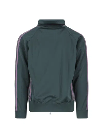 Needles Casual Jacket With Striped Sleeves And Pockets In Green