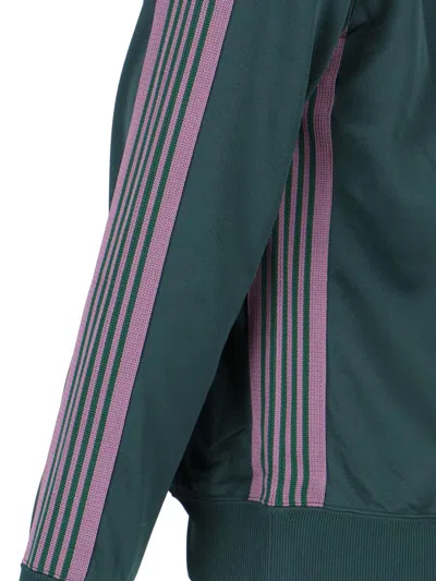 Needles Casual Jacket With Striped Sleeves And Pockets In Green