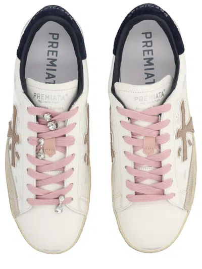 Premiata Contemporary Low Top Sneakers With Unique Laces In Brown