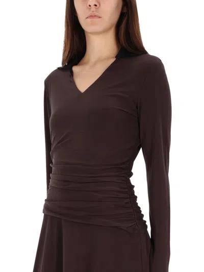 Tory Burch Asymmetrical Midi Dress In Brown