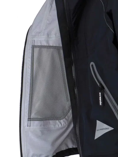 And Wander Logo Zip Jacket In Black
