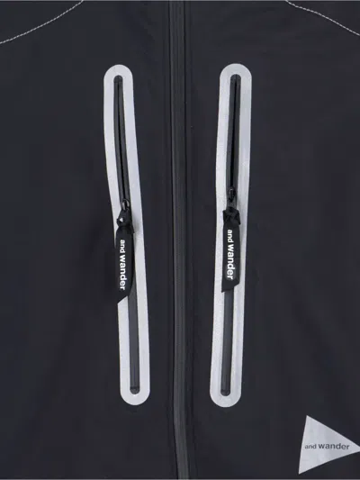 And Wander Logo Zip Jacket In Black