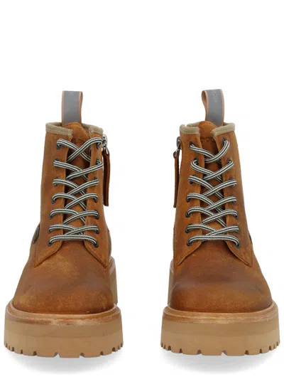 Woolrich Round Toe Lace Up Platform Boots In Brown
