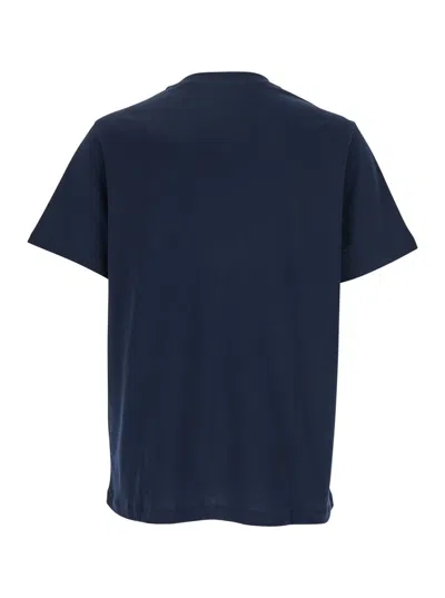 Apc Blue Crewneck T-shirt With Logo Embroidered On The Front In Cotton Man In Blue