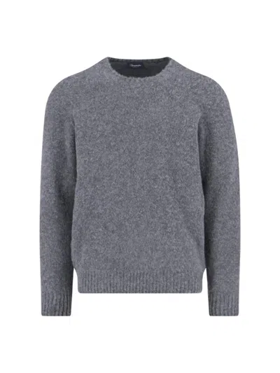 Drumohr Soft Textured Crewneck Sweater With Ribbed Cuffs In Gray