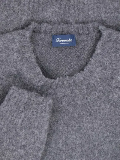 Drumohr Soft Textured Crewneck Sweater With Ribbed Cuffs In Gray