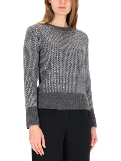 Herno Alpaca And Wool Crewneck Sweater In Gray