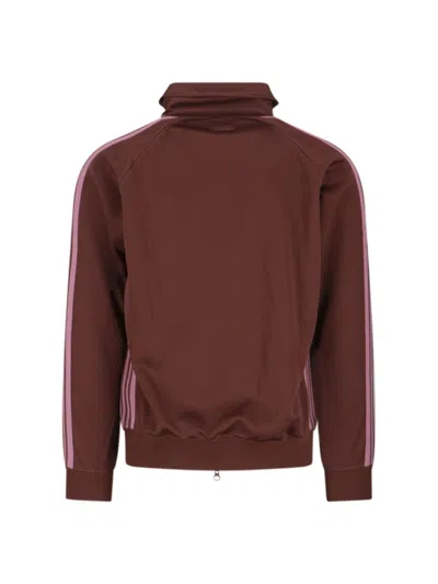 Needles High Collar Sweatshirt Zip Pockets In Brown