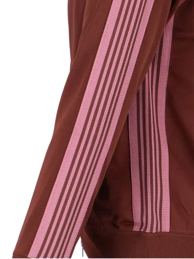 Needles High Collar Sweatshirt Zip Pockets In Brown