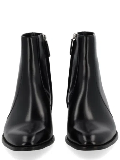 Saint Laurent Ankle Boots With Block Heel And Pointed Toe In Black