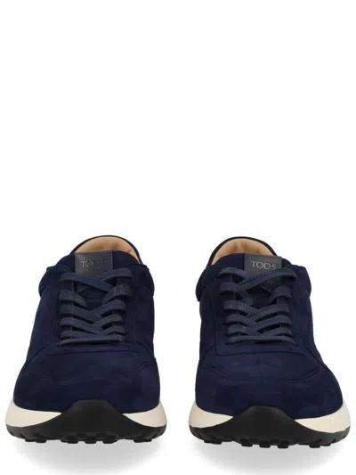 Tod's Low Top Sneakers With Rubber Sole And Suede Finish In Blue