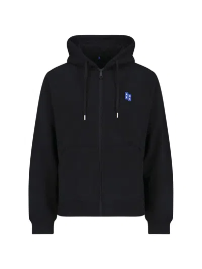 Ader Error Black Trs Tag 02 Zip-up Hoodie In Black