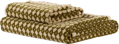 Autumn Sonata Beige & Khaki Alessandra Williams Edition Hanna Bath & Hand Towel Set In Green